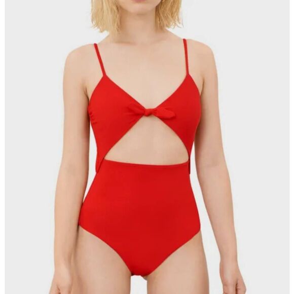 Mara Hoffman Kia Cutout One-Piece Swimsuit in red - Picture 1 of 5